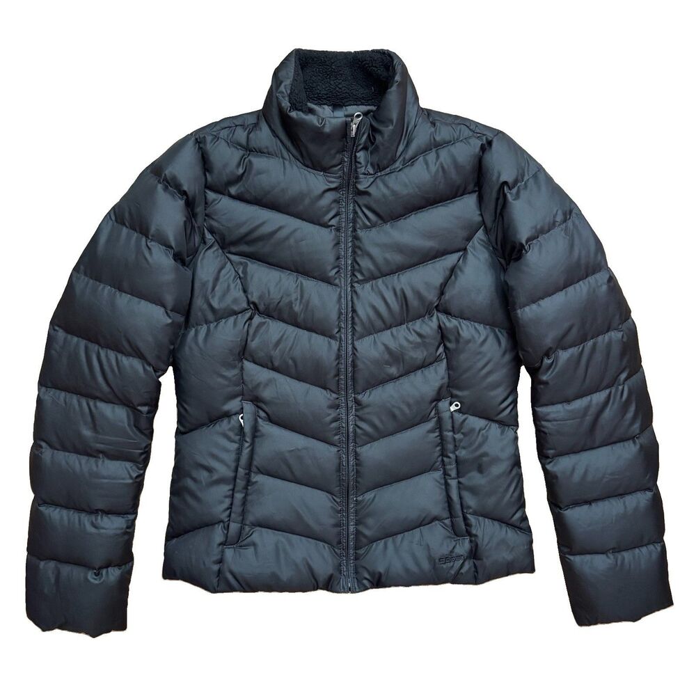 Eddie Bauer EB550 Premium Goose Down Puffer Jacket Women’s Size XS Black